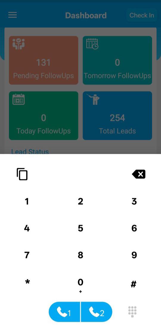 Mobile CRM dialer interface